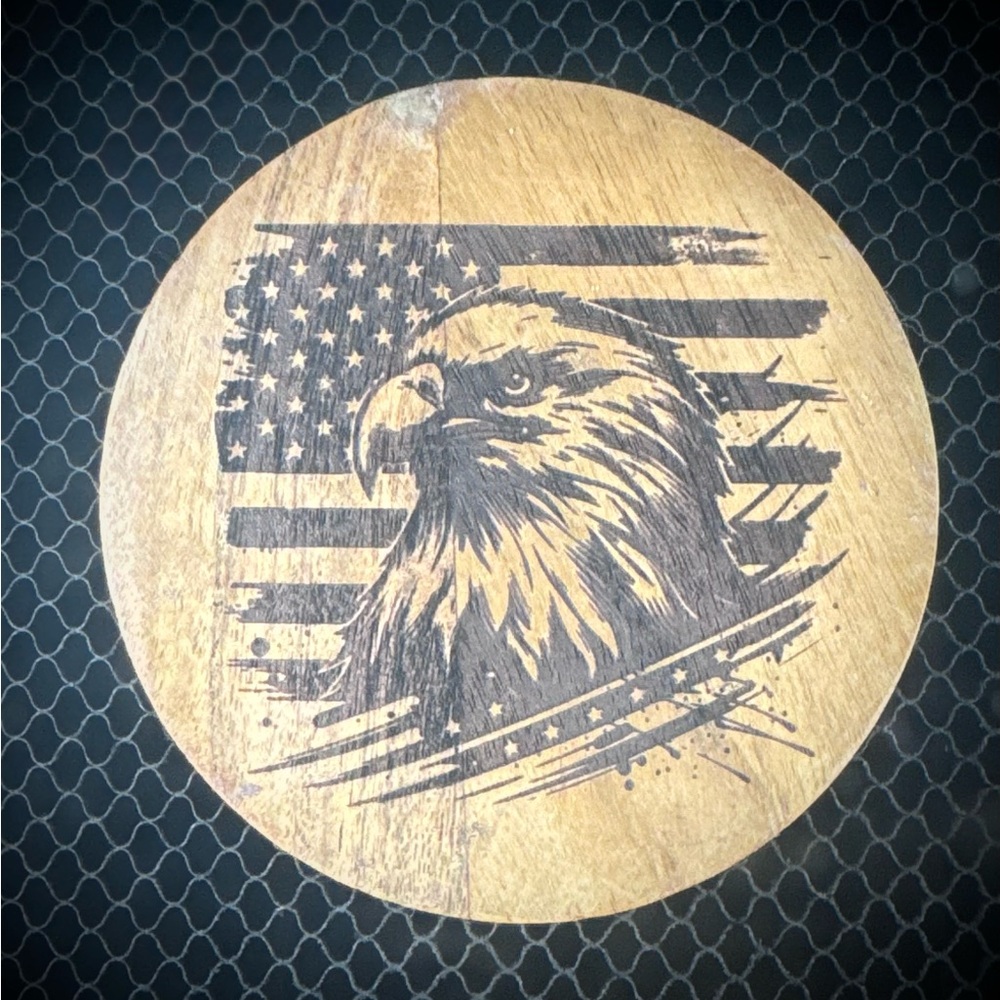 Patriotic Eagle Wooden Coaster